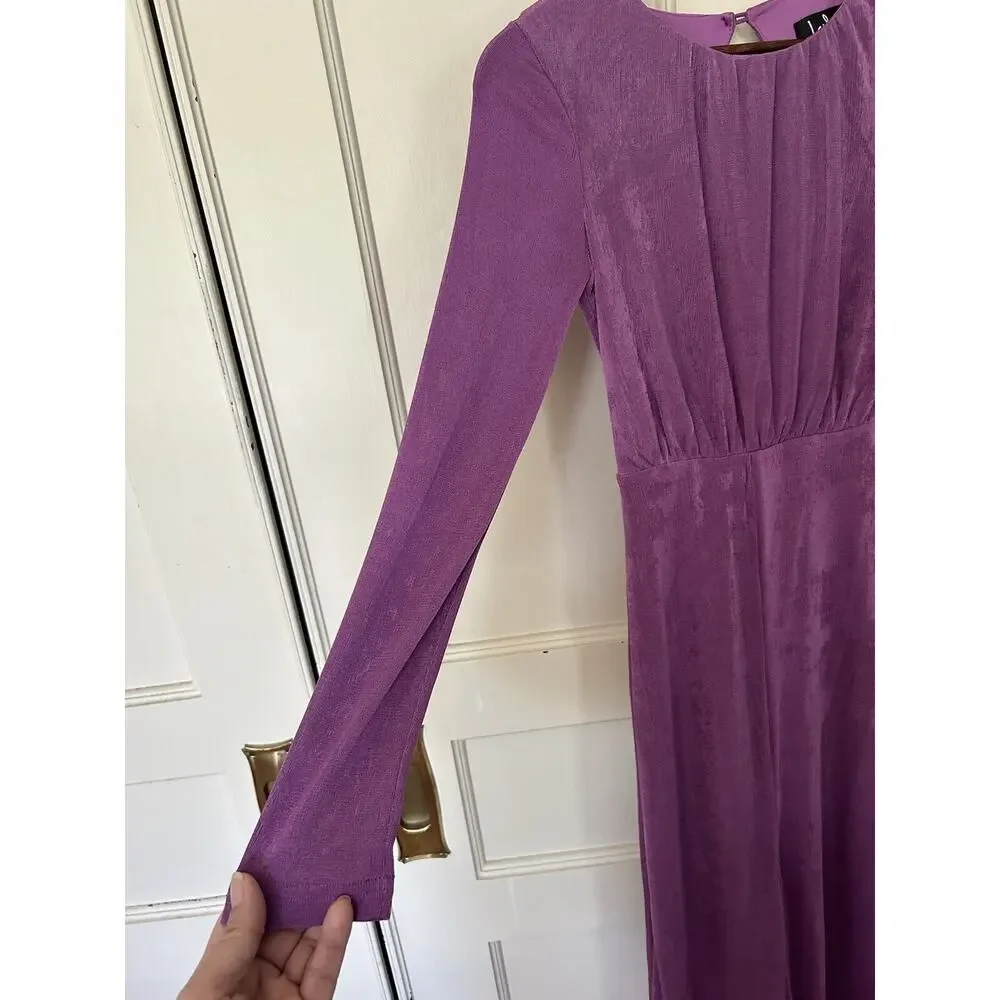 Lulus Pure Sweetness Midi Dress Womens Size XS Purple Stretch Knit Flirty Date - Picture 3 of 11